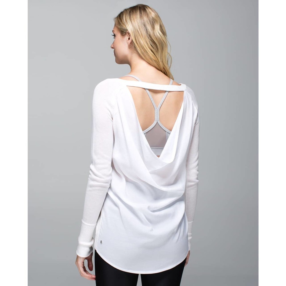 Lululemon Unity Pullover Top Heathered White Sz 6